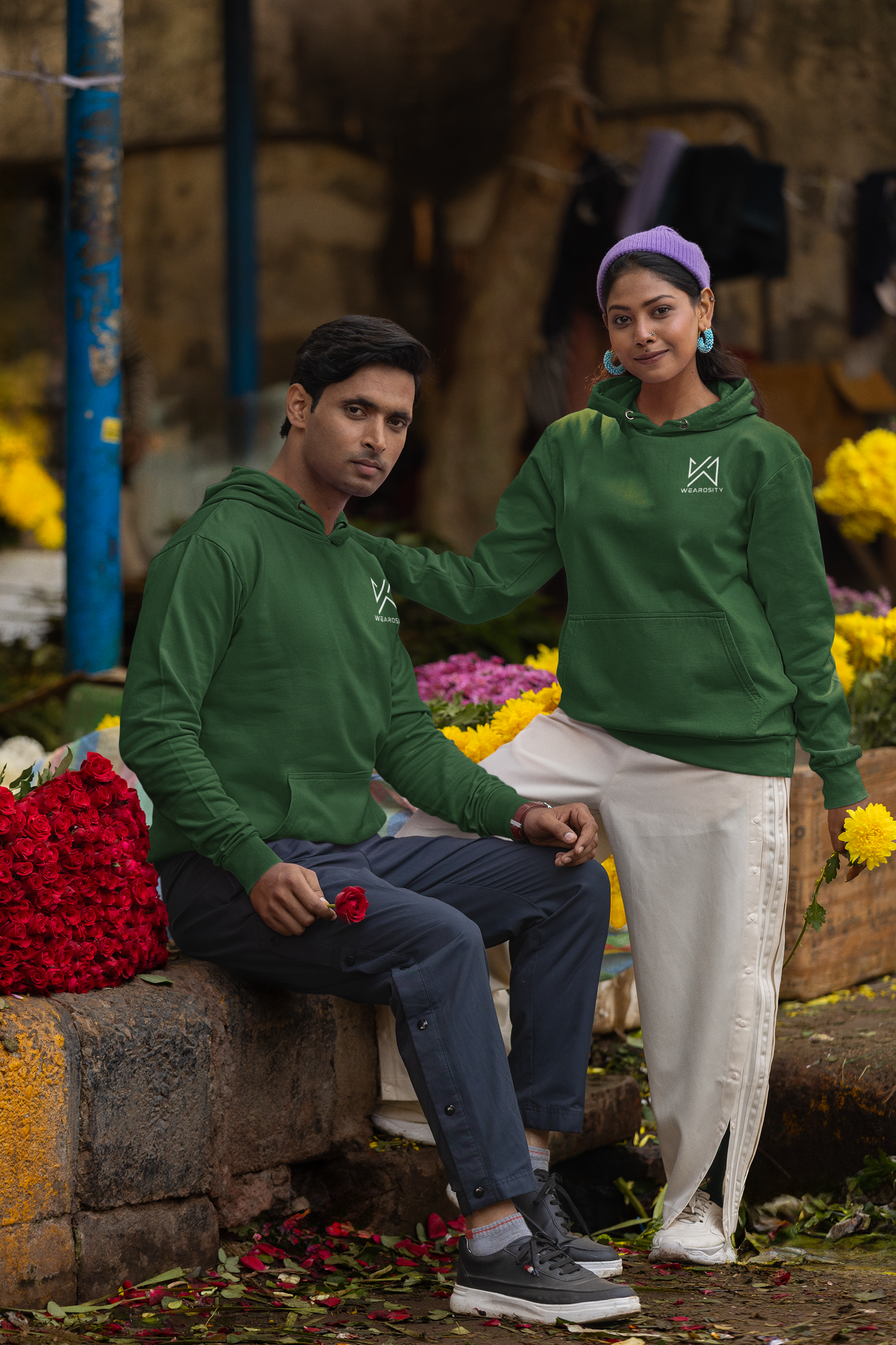 Oversized Heavy Bottle Green Hoodies