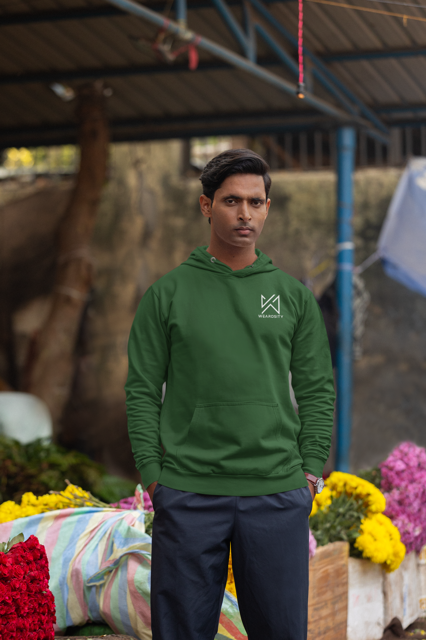 Oversized Heavy Bottle Green Hoodies